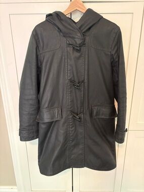 Women's Black Hooded Toggle Trench Coat M0851